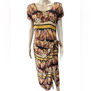 Vintage Jessica Howard tropical tribal Print Sarong style Dress-10